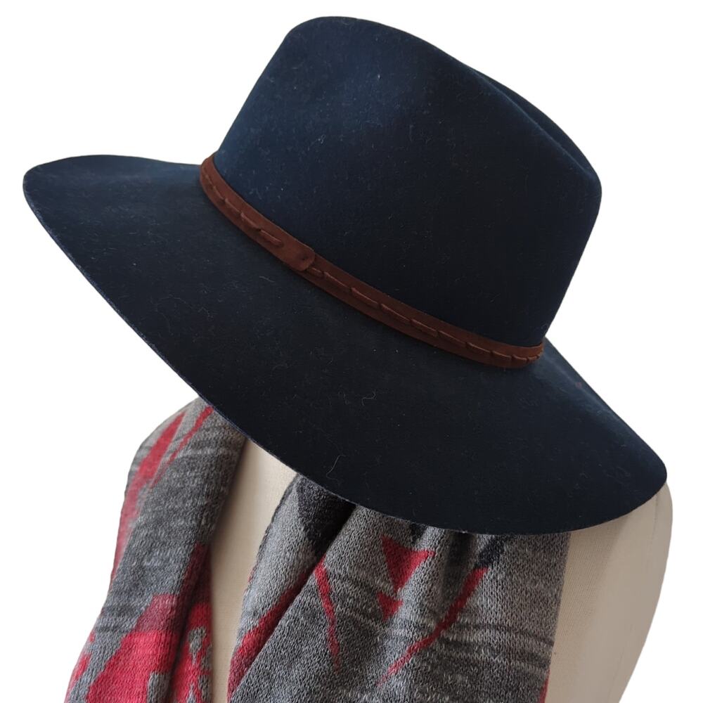 rag &‎ bone Women's Hat Small Fedora Felted 100% Wool Blue Country Boho Festival